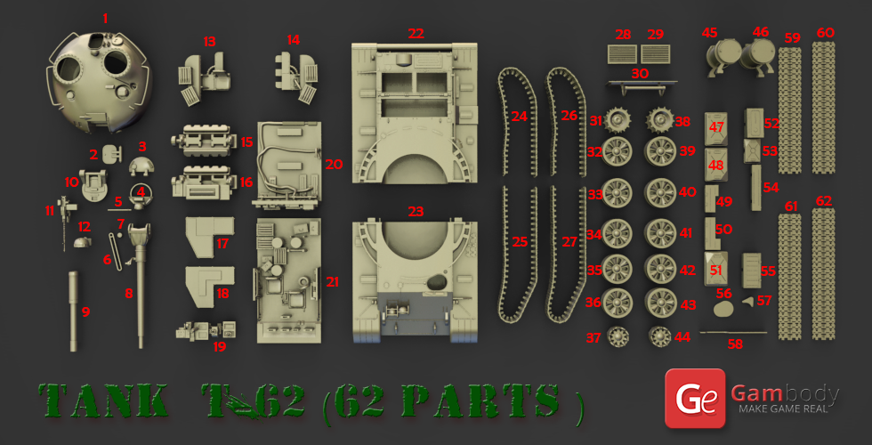 T-62 Tank parts 