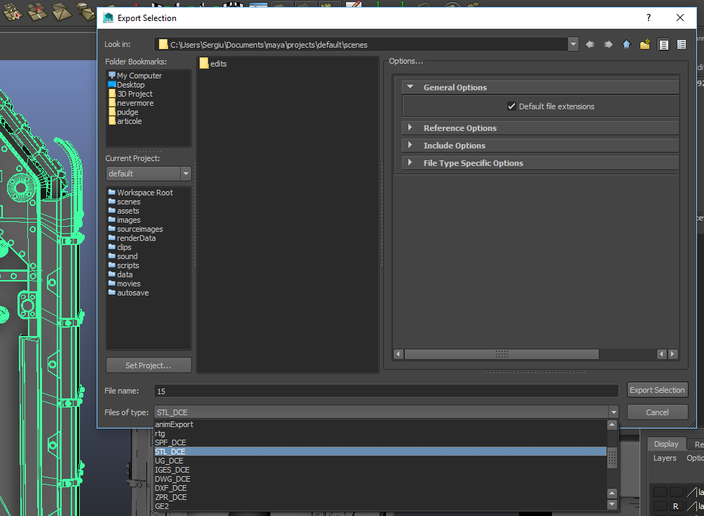 Save in STL file format