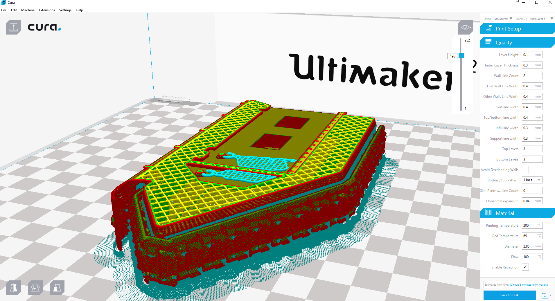 Layers of model in Cura slicer