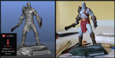 God of War Kratos 3D Model: Digitally Crafted and Manually Painted