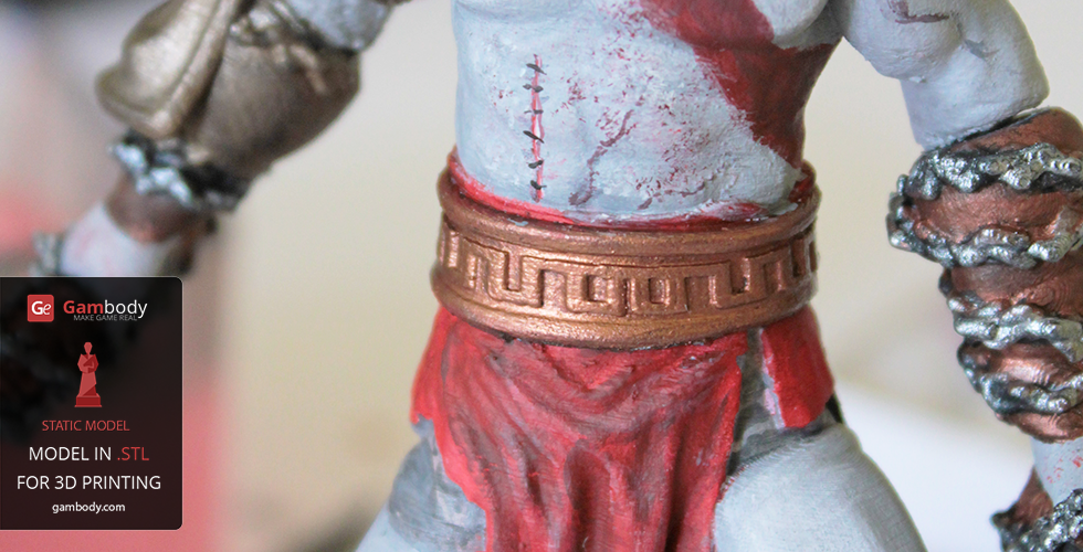 Painted Kratos 3D printed gaming miniature