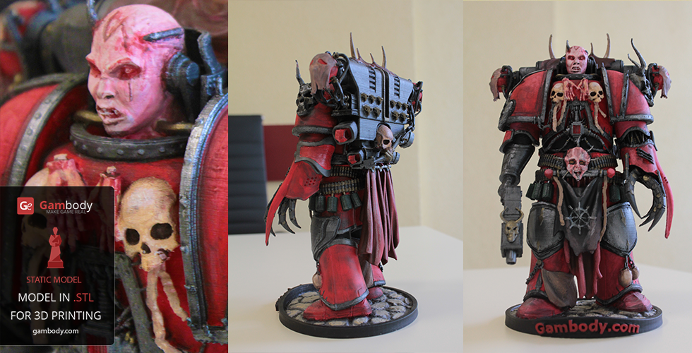 warhammer chaos space marine 3d model painted