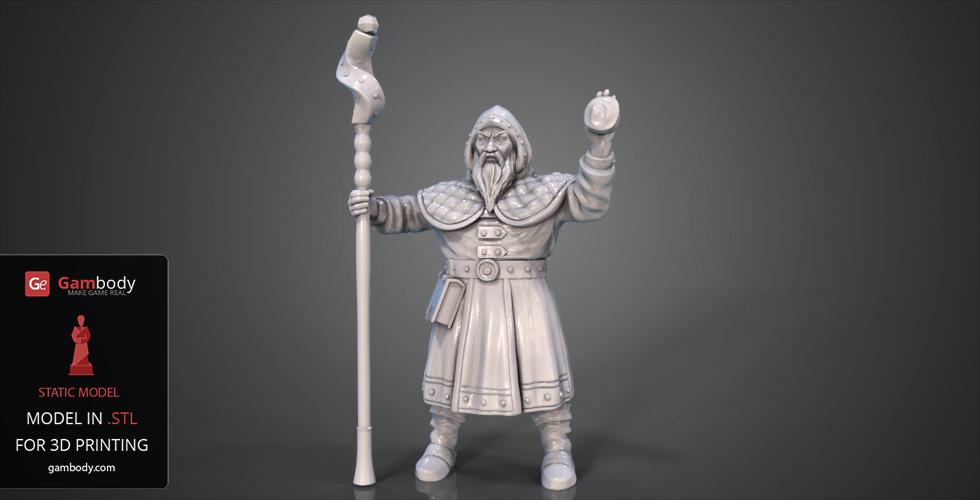 Dwarf Wizard miniature for 3D printing