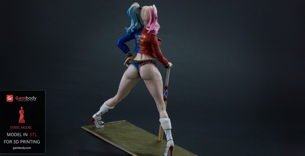 3D Printed and painted Harley Quinn