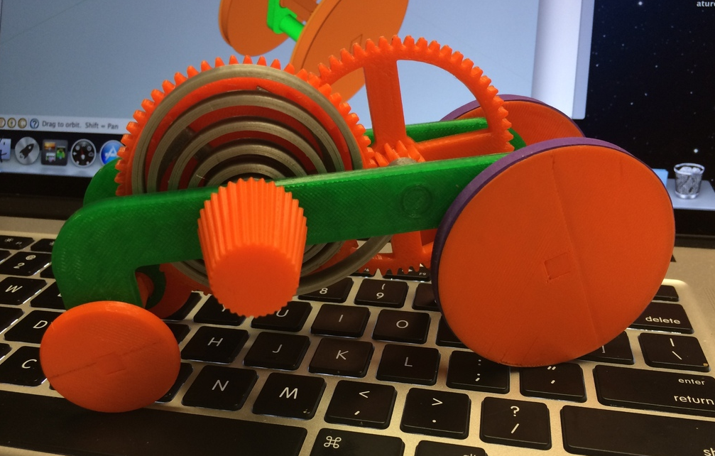 3D printer making a toy car