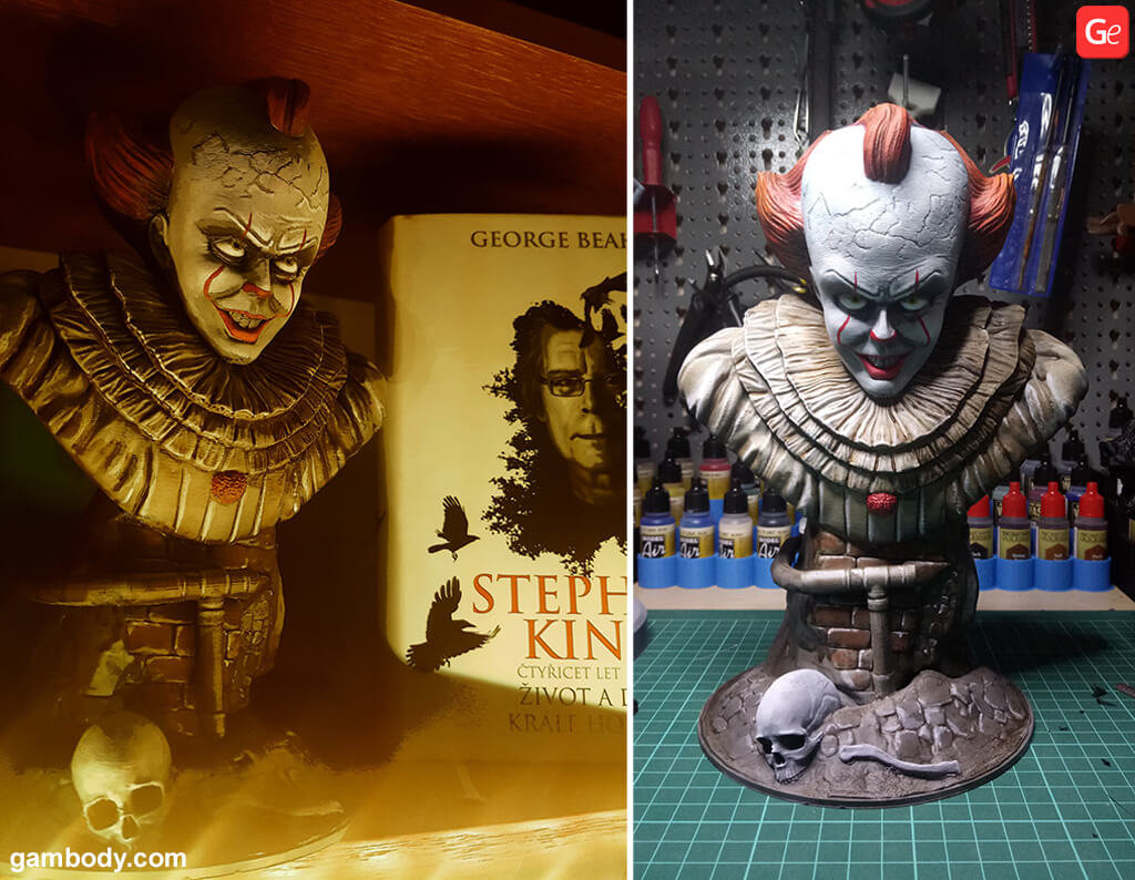 Pennywise bust 3D printing model for beginners