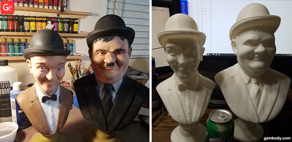 Laurel and Hardy busts 3D printing model for beginners