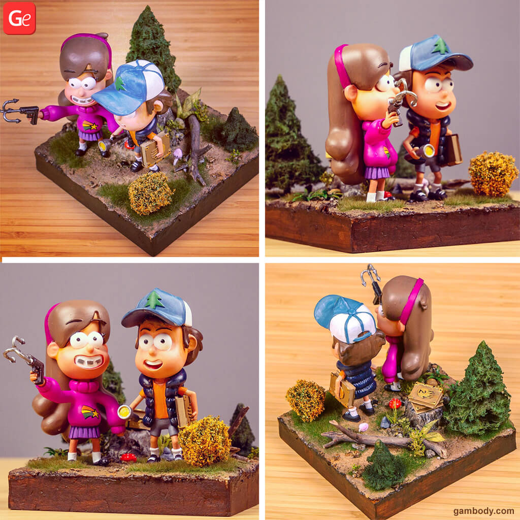 Gravity Falls 3D printing models for beginners Dipper and Mabel Pines