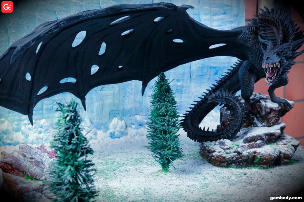3D printed Ice Viserion dragon