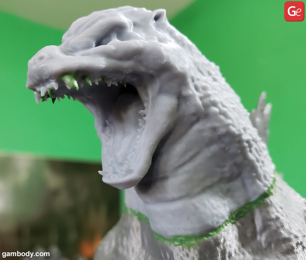 Filling seams in 3D printed Godzilla figurine