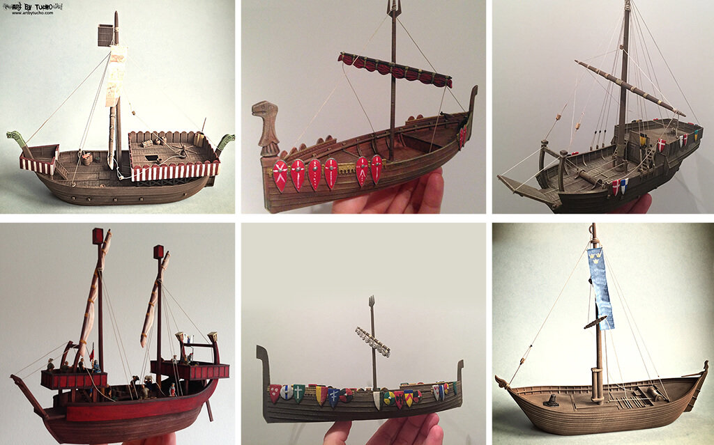 Medieval ships 3D printed models