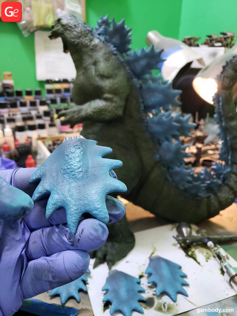 Godzilla spines painting 3D prints