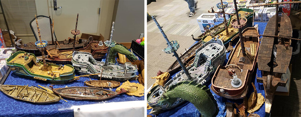 Pirate ship with sea monster model