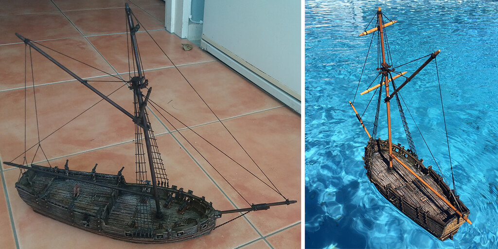 Sloop ship 3D printed model