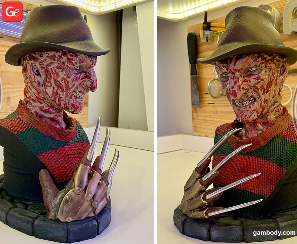 Freddy Krueger bust 3D printed toys for Halloween