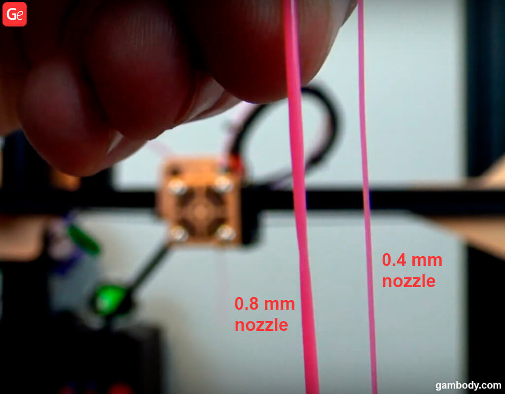 0.4 mm vs 0.8mm nozzle on 3D printer