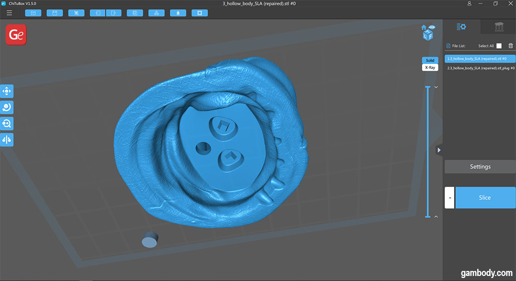 Making a dig hole in Baby Yoda hollow model with ChiTuBox 3D printing tips