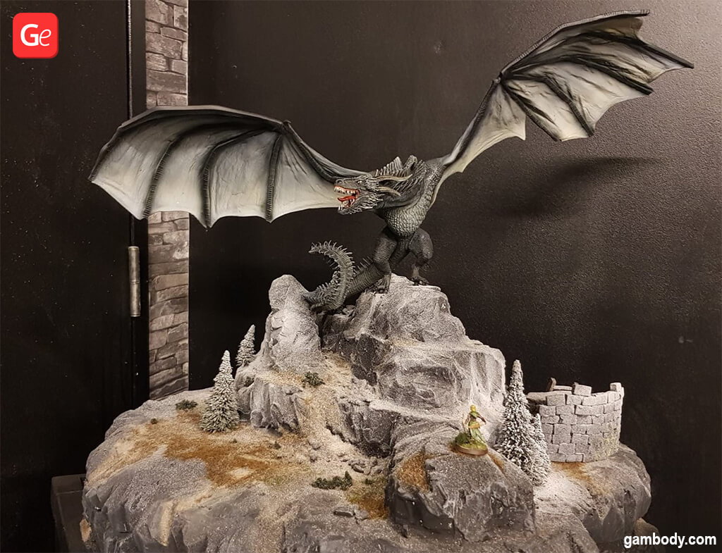 Viserion dragon 3D printed figurine for wargame