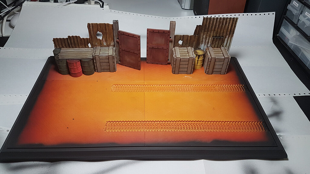 Scenery for 3D printed tank model photoshoot