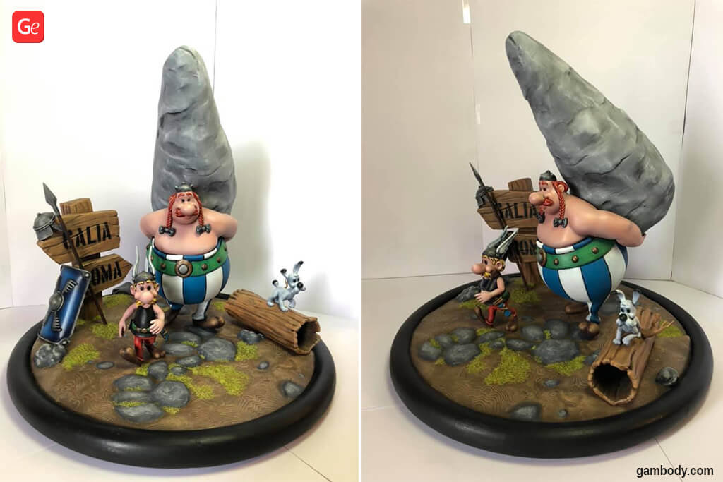 Asterix and Obelix 3D printing diorama