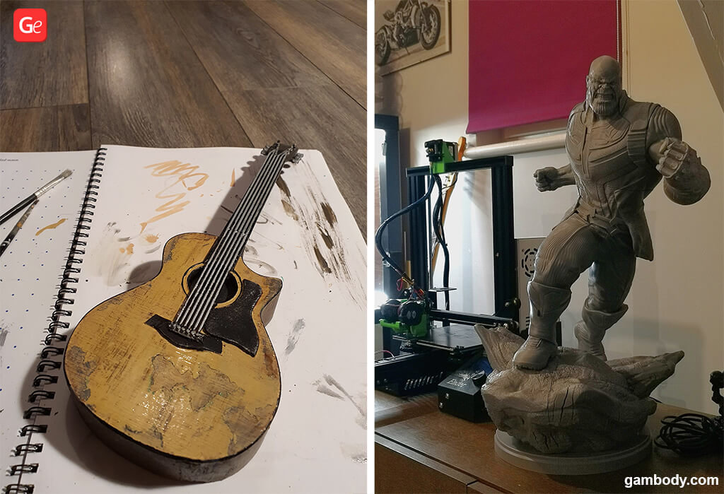 Ellie guitar Last of Us 2 and Thanos 3D printed figure