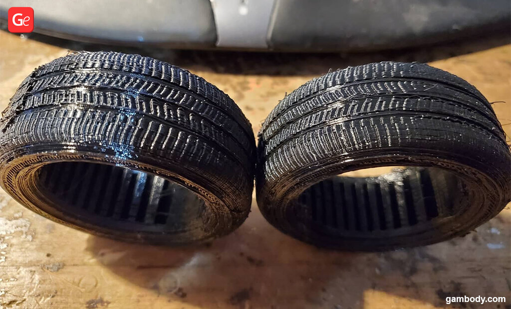 Tires printed with flexible filament NinjaFlex