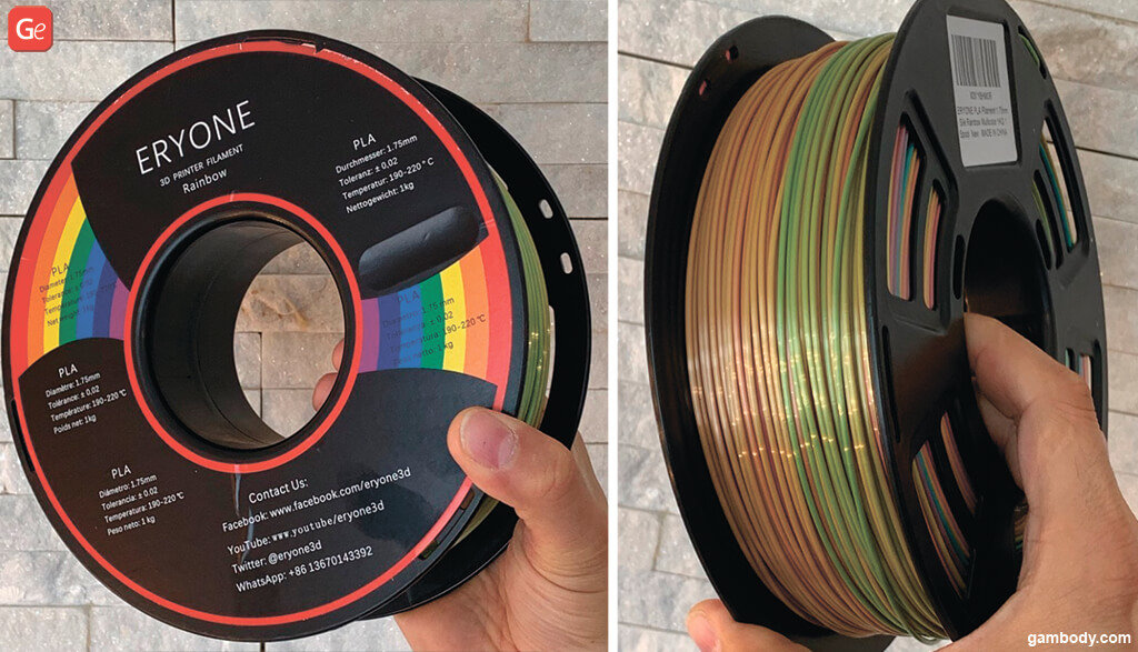 Multicolour filament to print with single extruder