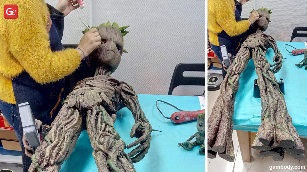 Painting Groot life-size figure 3D print