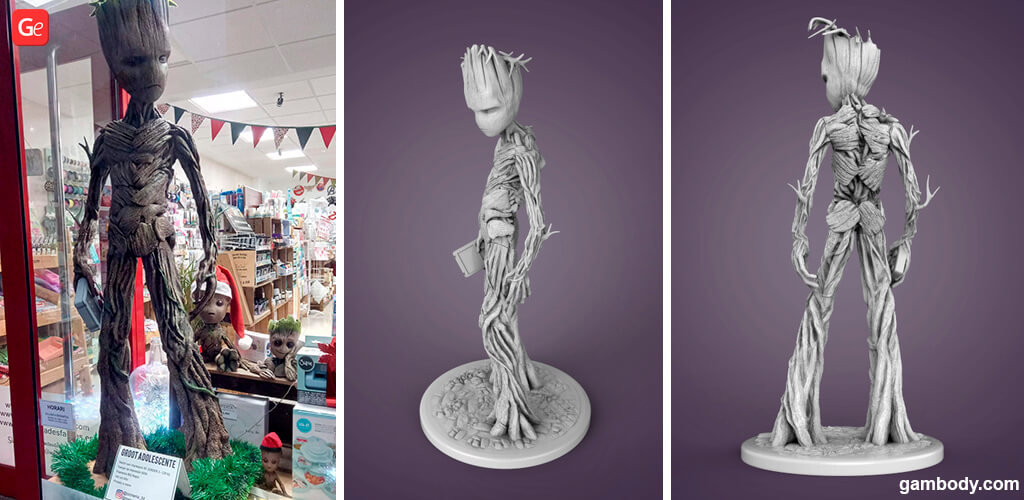 Teenager Groot 3D print as life-size statue