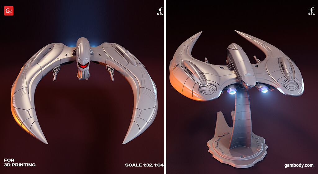 BSG Cylon Raider spaceship model for 3D printing