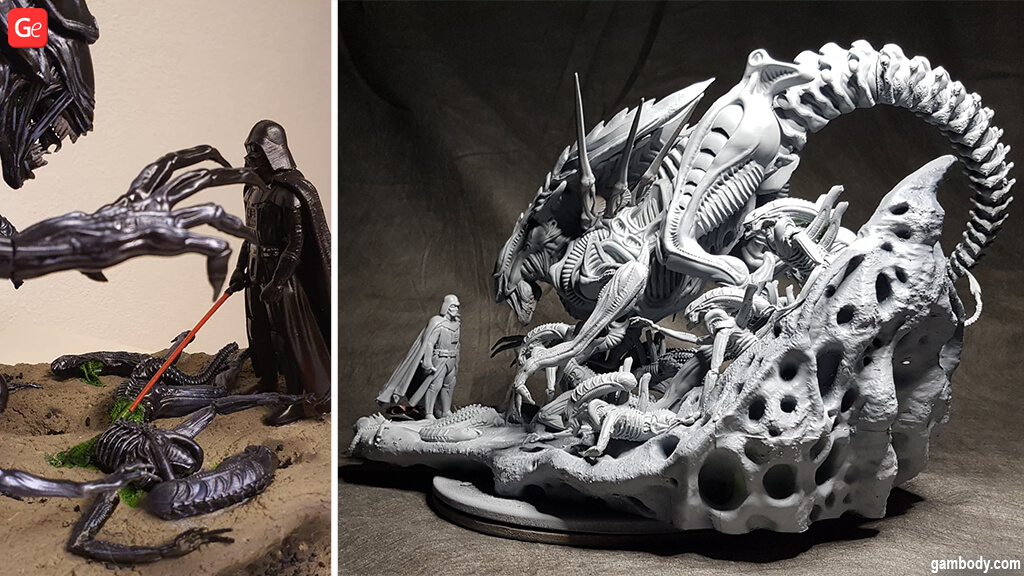 Darth Vader diorama Star Wars models 3D printed