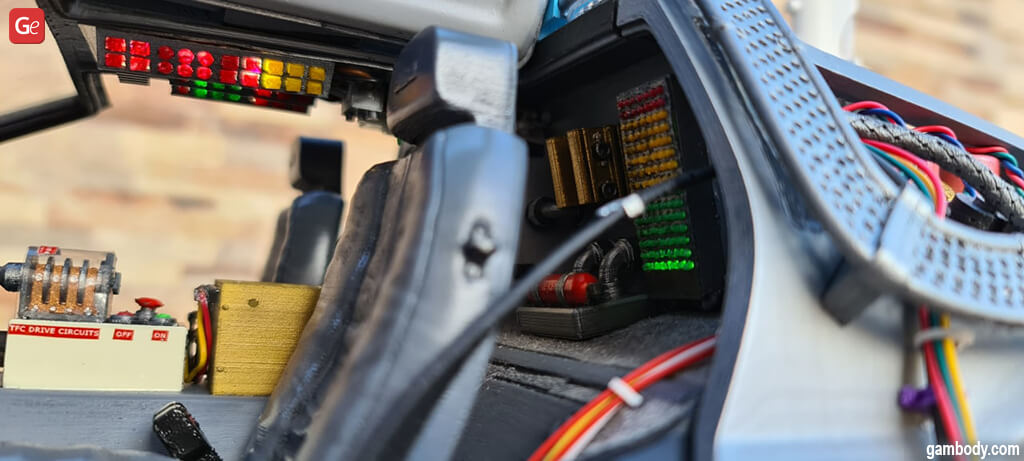 DeLorean Back to the Future interior close-up