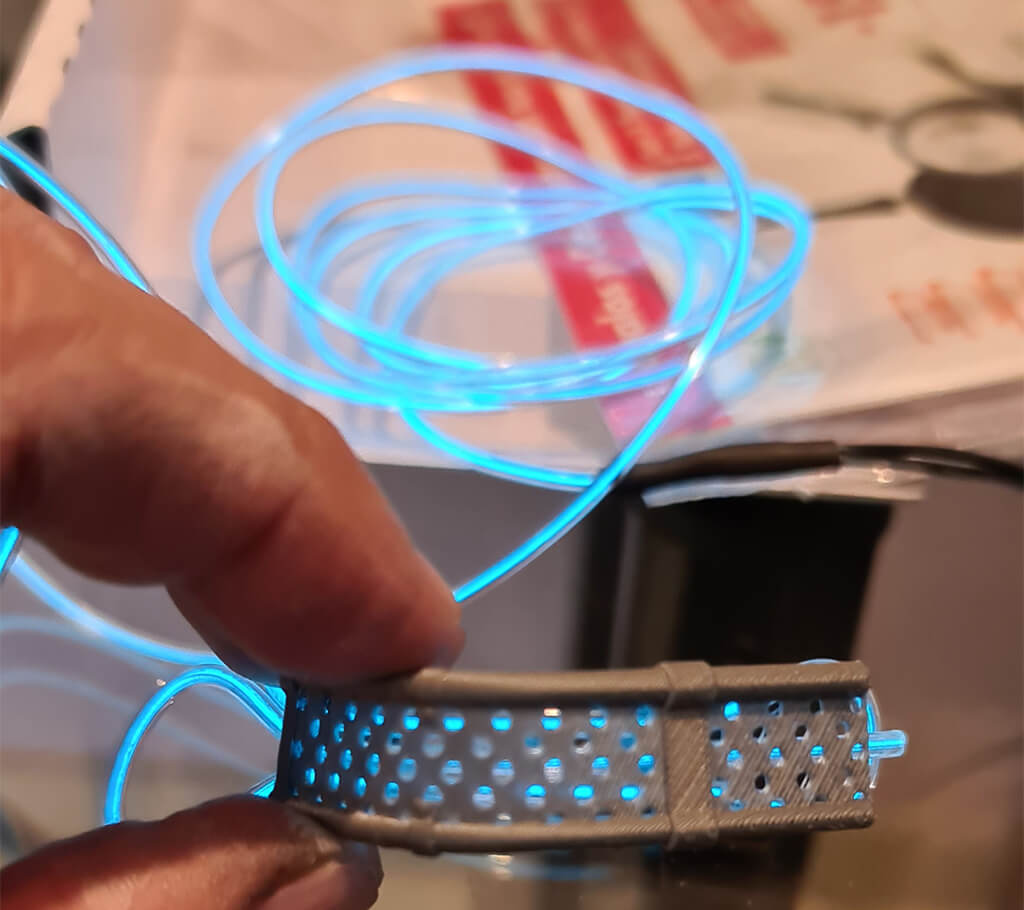 Blue neon cable LED USB strip for 3D printed car model