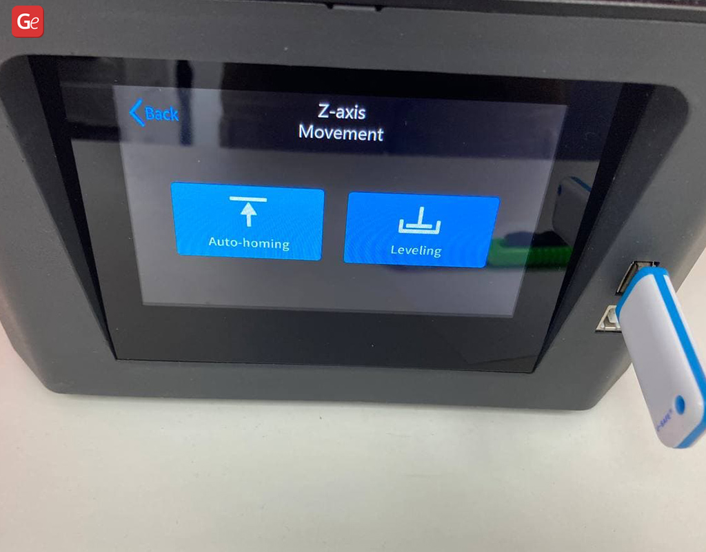 Z-axis Movement menu on Halot-One 3D printer