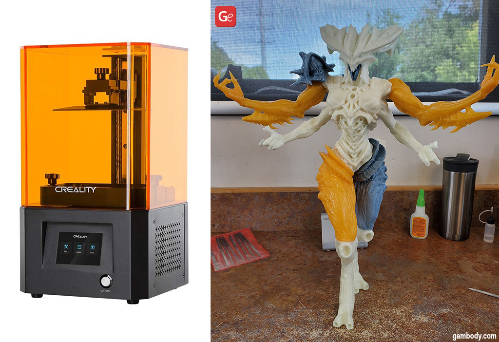 Cheap resin 3D printer LD-002R and Diablo figurine made on it