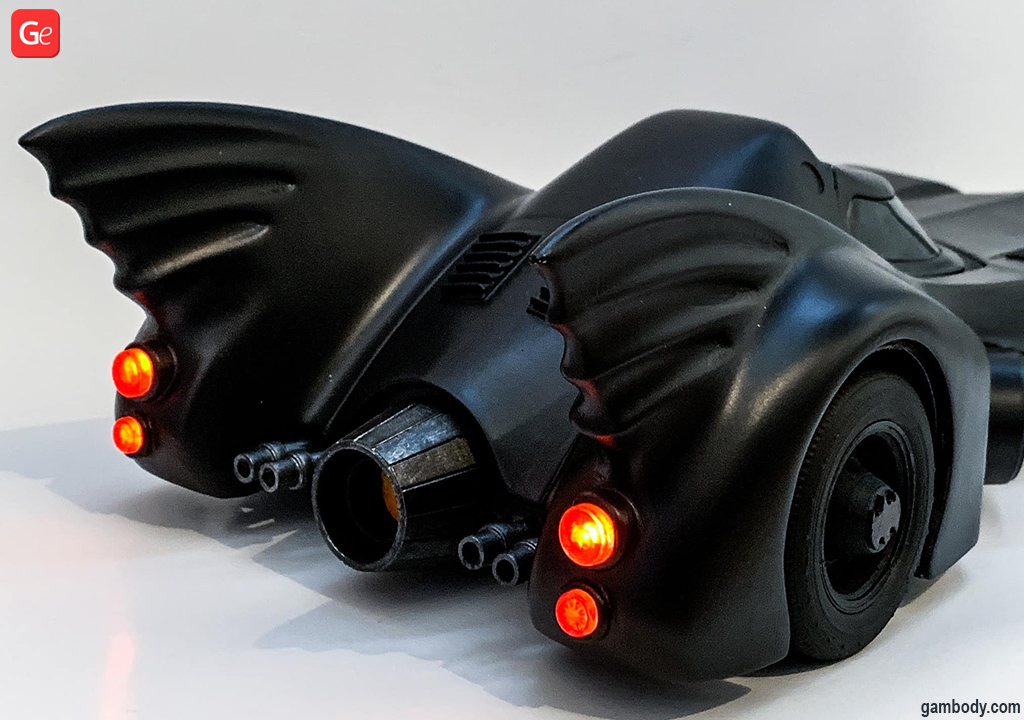 Batmobile car with LEDs genius 3D printing ideas for comic fans
