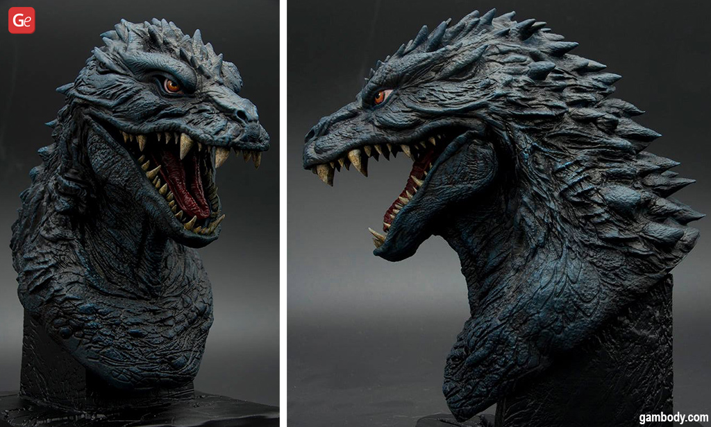 Godzilla bust simple things to 3D print