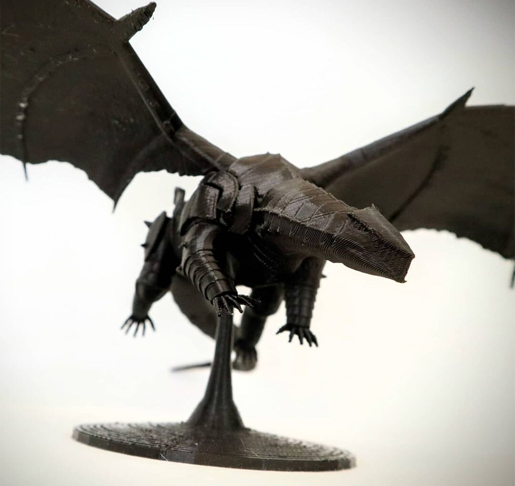 Black DnD dragon 3D printed