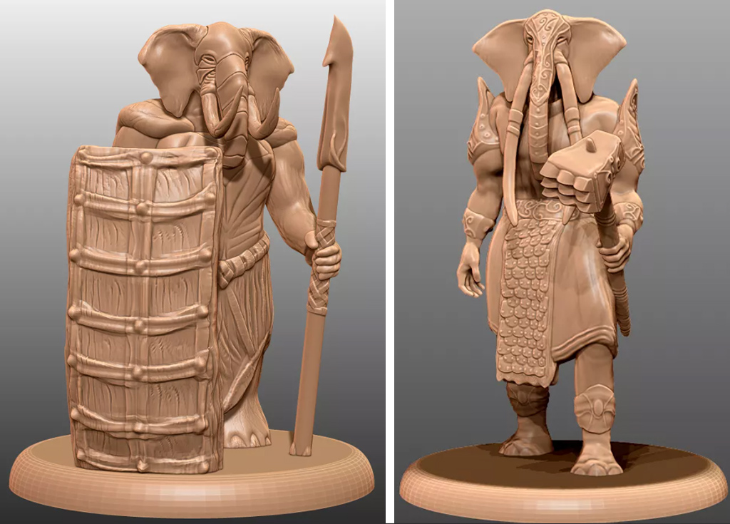 Loxodon DnD miniature to 3D print