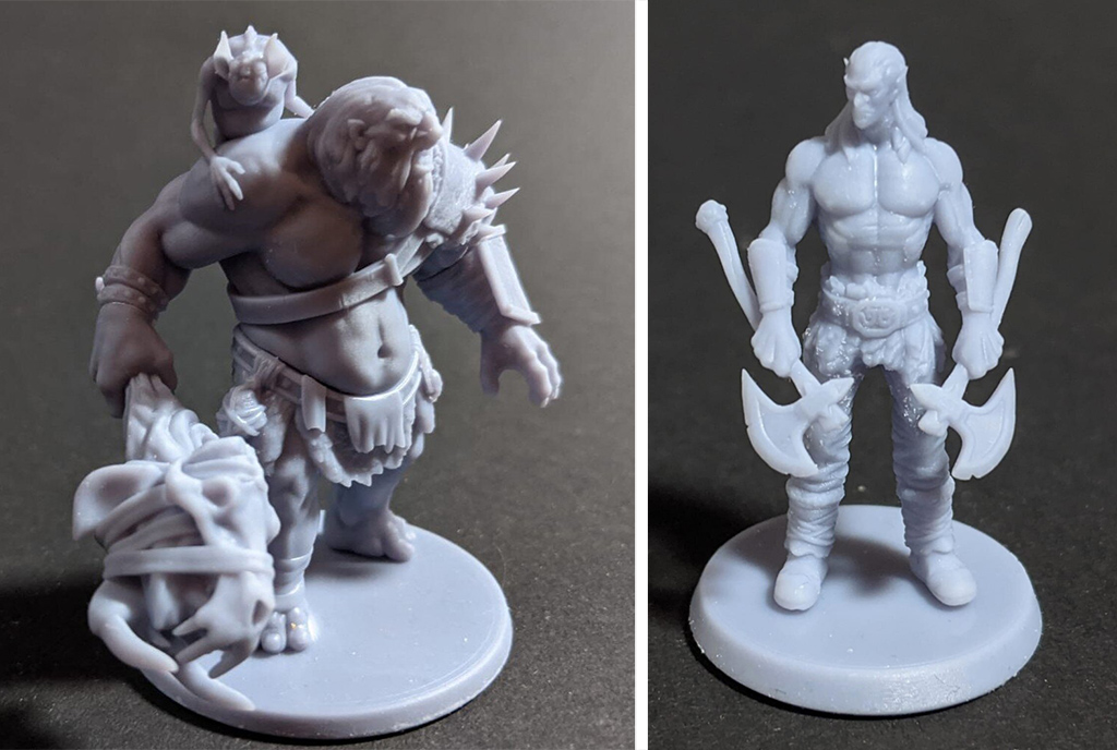 DnD ogre and elf 3D printed figures