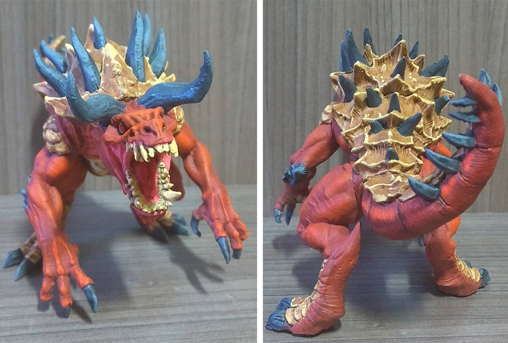 Red monster 3D printed D&D pieces