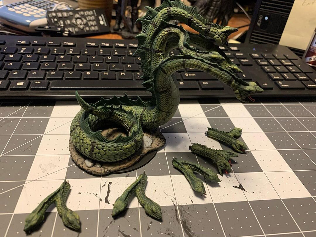 3D printed D&D hydra monster