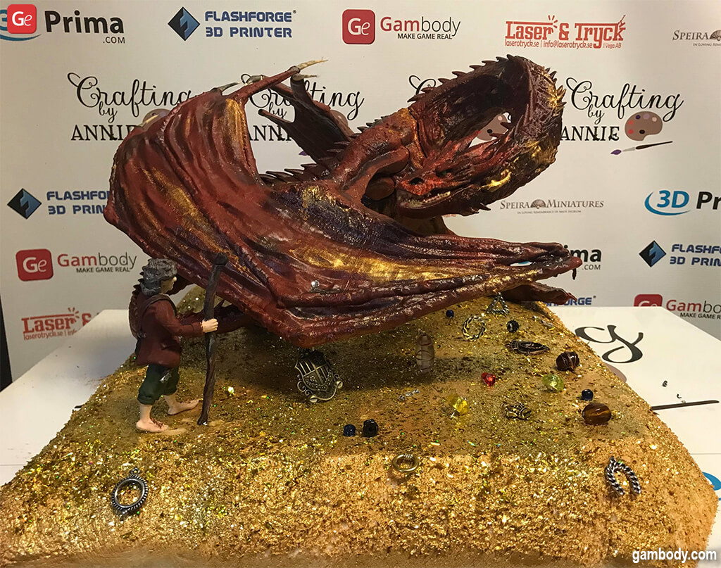 3D printed dragon Smaug Lord of the Rings figurines