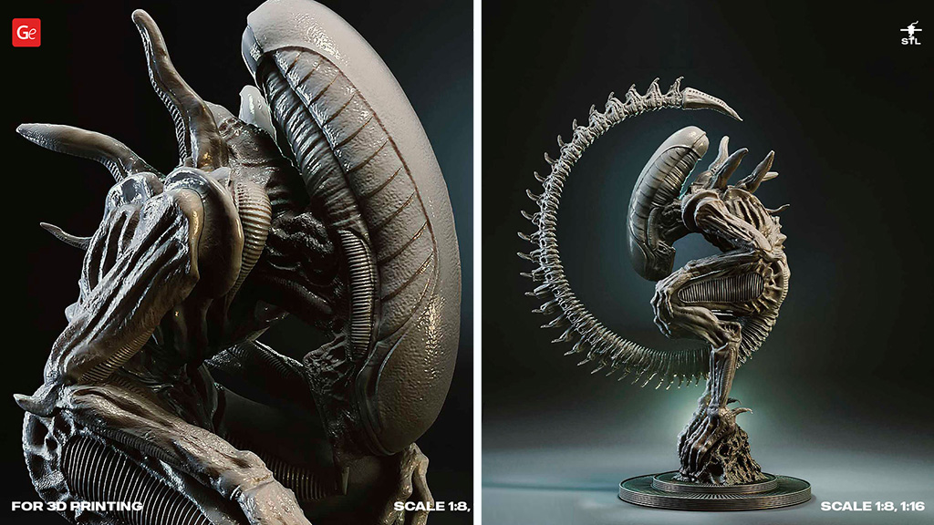 3D printed Alien statues