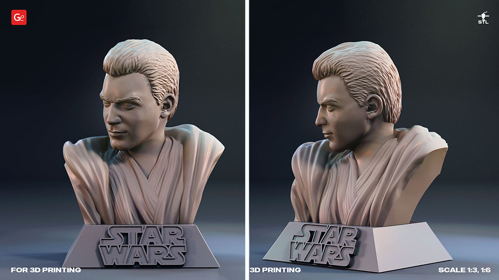 Qui-gon Jinn star Wars Fan Art 3D Statue 