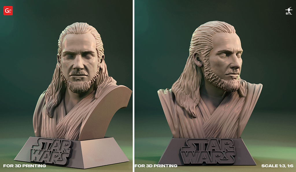 Qui-Gon Jinn figure bust 3D model