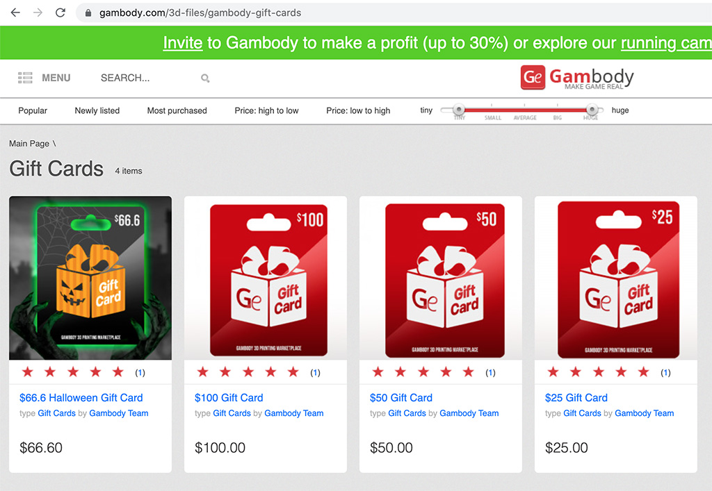 Gambody gift cards