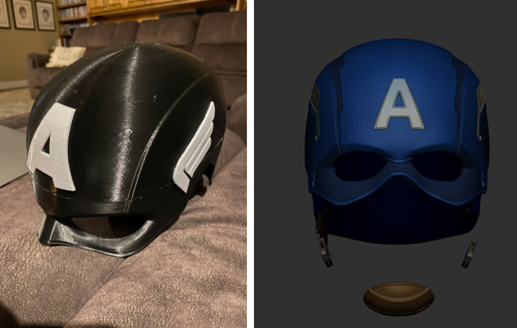 3D printed Captain America helmet