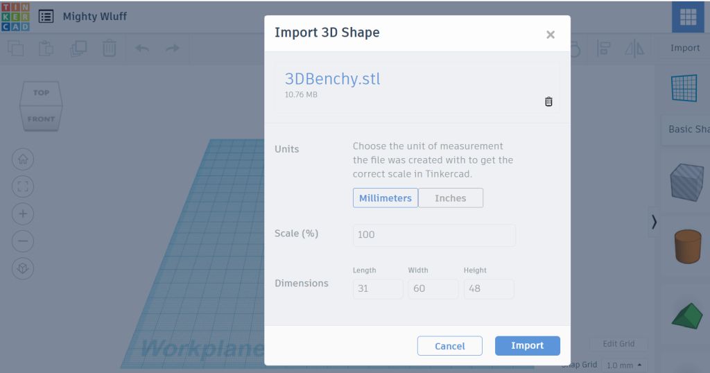 How to scale 3D model in Tinkercad