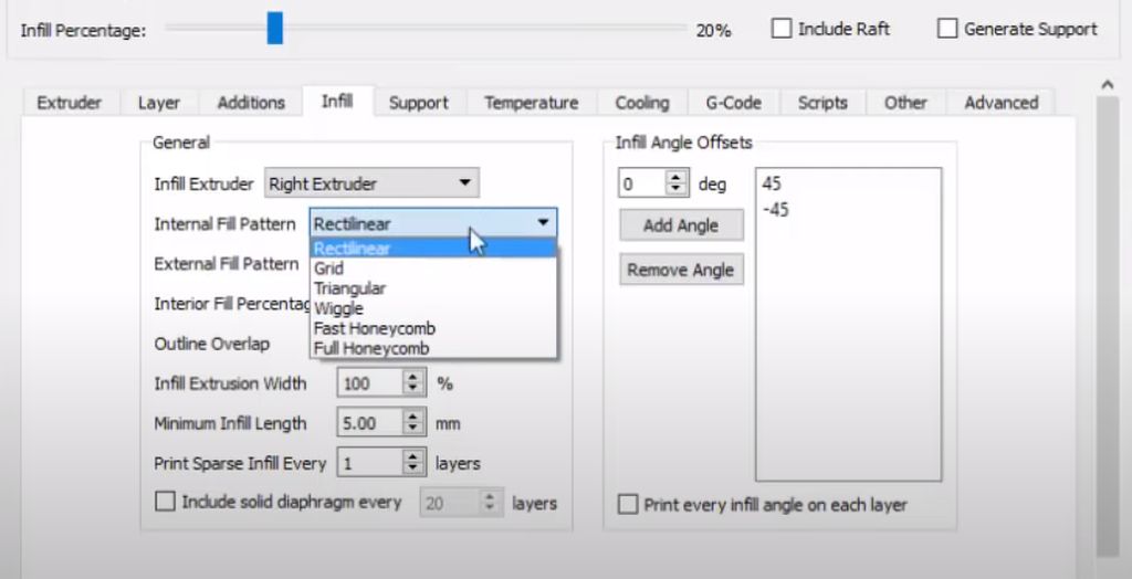 Simplify3D infill patterns